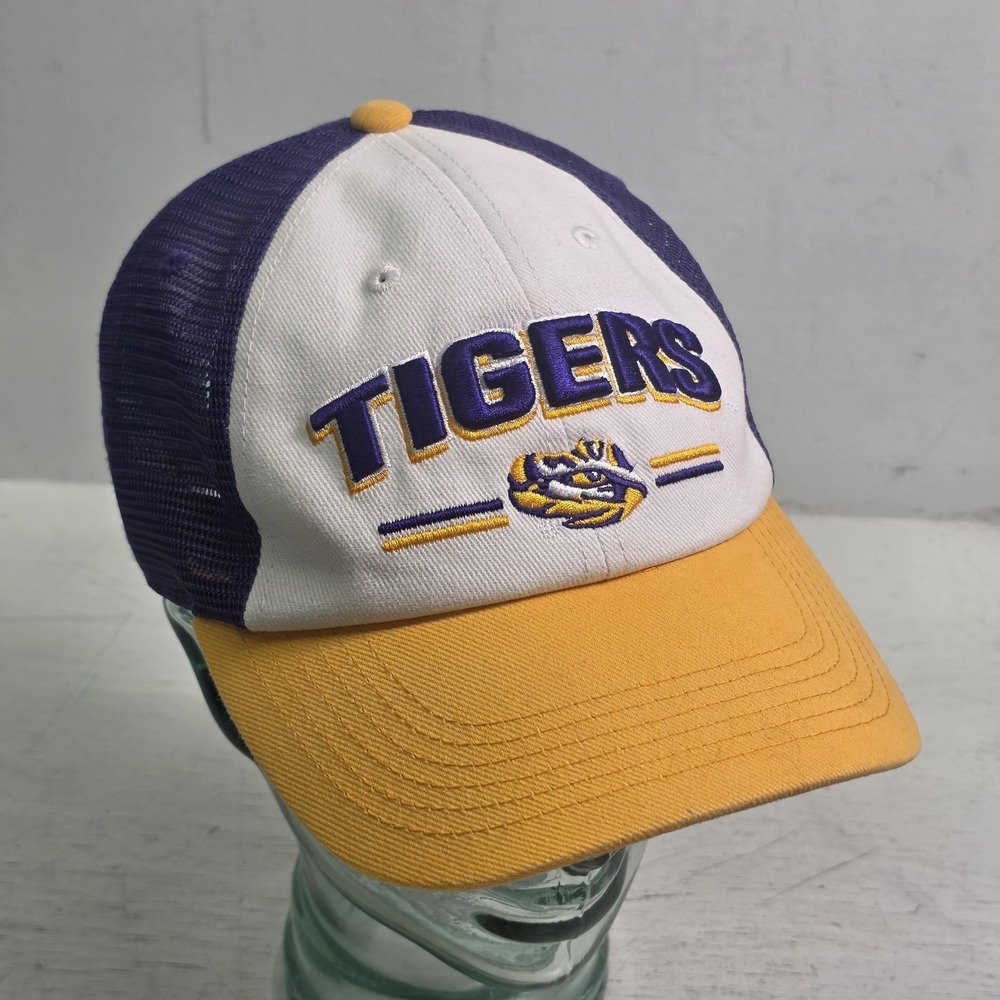 LSU Tigers Trucker Hat Captivating Mesh Snapback Purple Gold Tiger Eye Logo NWOT
